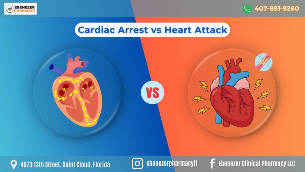 cardiac arrest vs heart attack warning signs